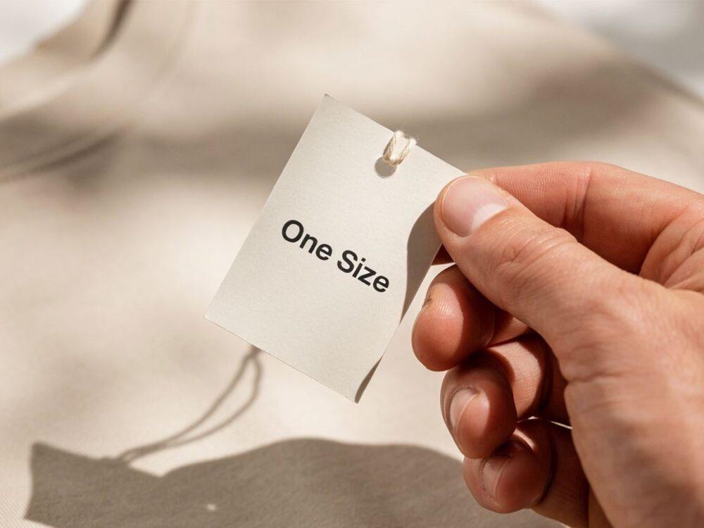 metka z napisem one size
