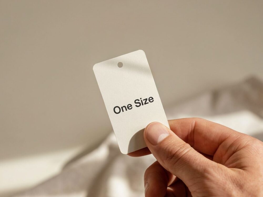 osoba mierząca ubranie one size